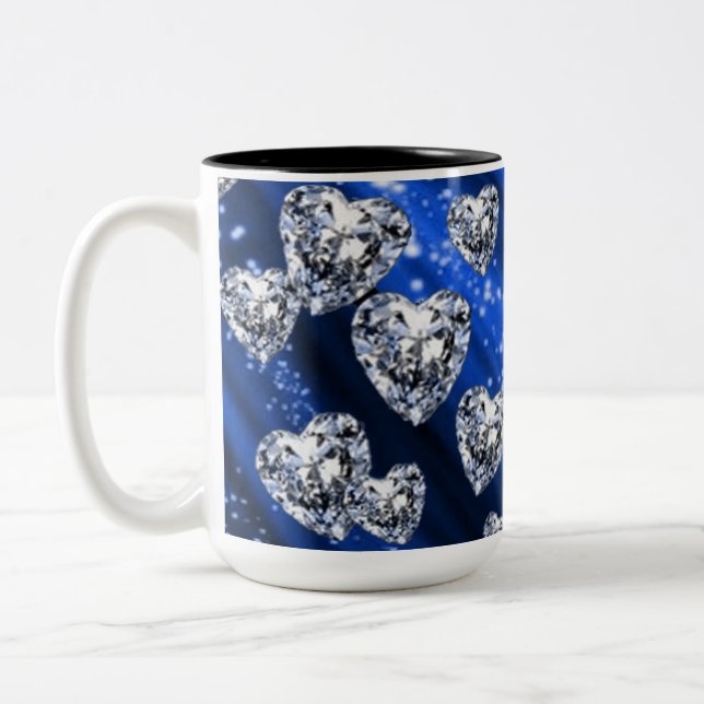 Blå Gnistra Diamond Hearts Mugg (Vänster)