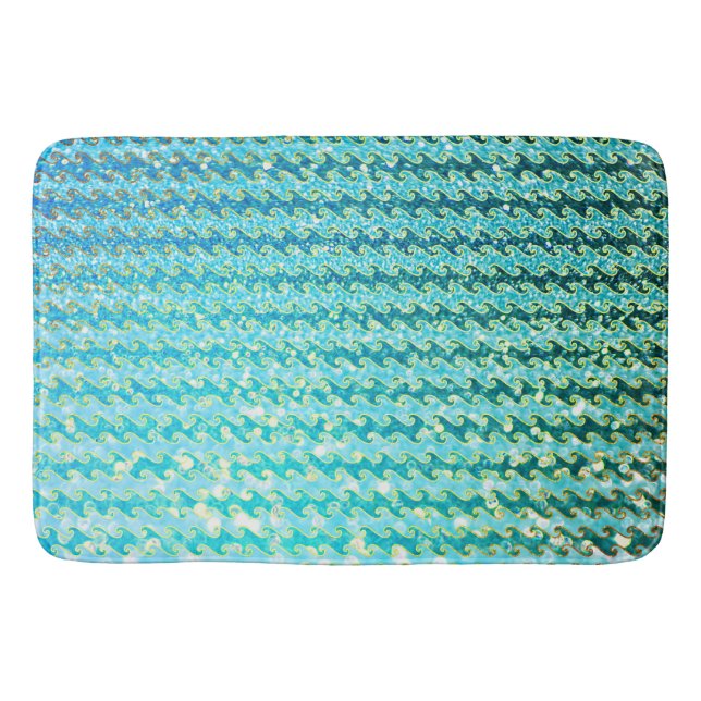 Blå Gnistra Oceanen Sjöjungfru Vinkarare Mönster Badrumsmatta (Framsidan)