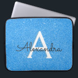 Blå Gnistra och Glitter Monogram Laptop Fodral<br><div class="desc">Baby blue Gnistra och Glitter Monogram bärbar dator Fodral. Fodral kan anpassas så att det omfattar ditt första och första namn. Om du vill matcha artiklar kontaktar du designern.</div>