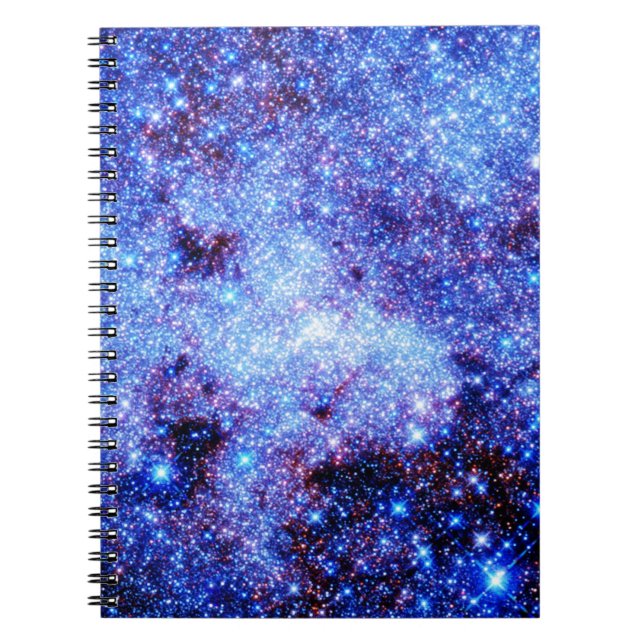 Blå Gnistra Stars Anteckningsbok Med Spiral (Framsidan)
