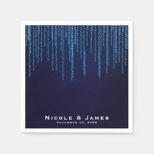 Blå Gnistra String Ljus för vinterbröllop Elegant Pappersservett