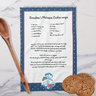 Blå Gnome Julgran Recipe keepsaké Kökshandduk
