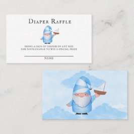 Blå gnome Sailboat Clouds Baby Diaper Raffle Visitkort