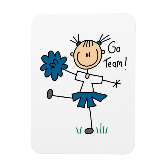 Blå Go Team Cheerleader T-shirts och presenter Magnet (Vertikal)
