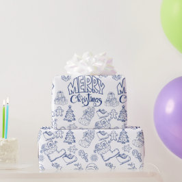 Blå God jul-gåva som omsluter papper Presentpapper