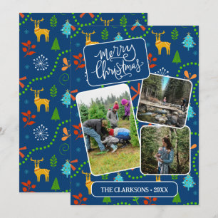Blå God jul i foto av Mönster i skogen Julkort