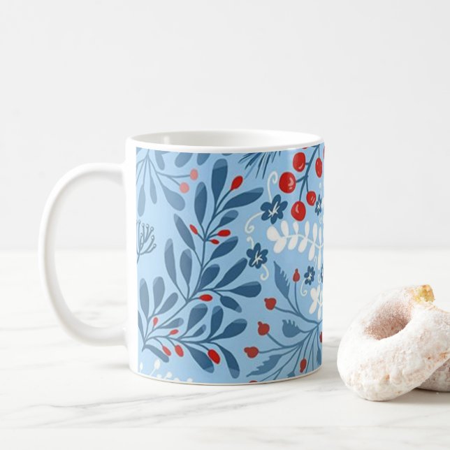 Blå God Jul Kaffe Mugg (Med munk)