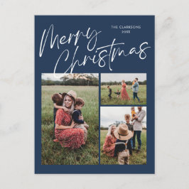 Blå God jul-kalligrafi, skript 3 - foto Helg Vykort