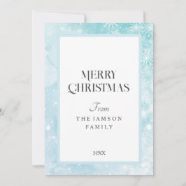 Blå God jul-kort för snöflingor Julkort