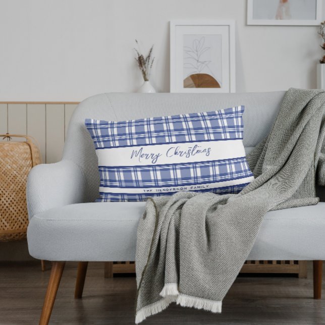 Blå God jul Lumbarkudde (Skapare uppladdad)