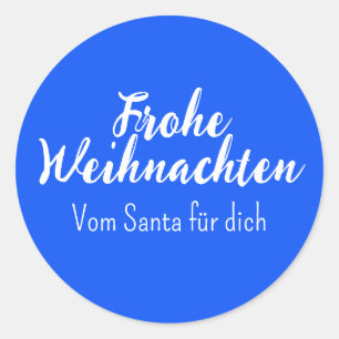 Blå God Jul Merry Christmas på tyska Runt Klistermärke