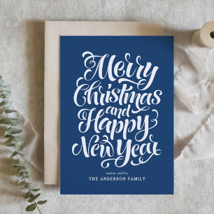 Blå God jul och Gott nytt år Helgkort