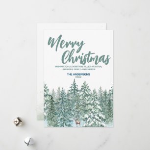 Blå God jul träd-skog Modern raindeer Holid Julkort