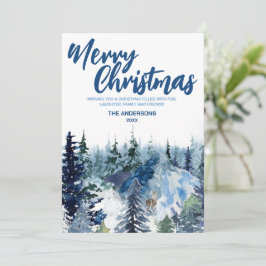 Blå God jul-tresskogen Modern Helgdag Julkort