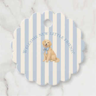 Blå Golden Retriever Baby Shower Gåvor Etiketter