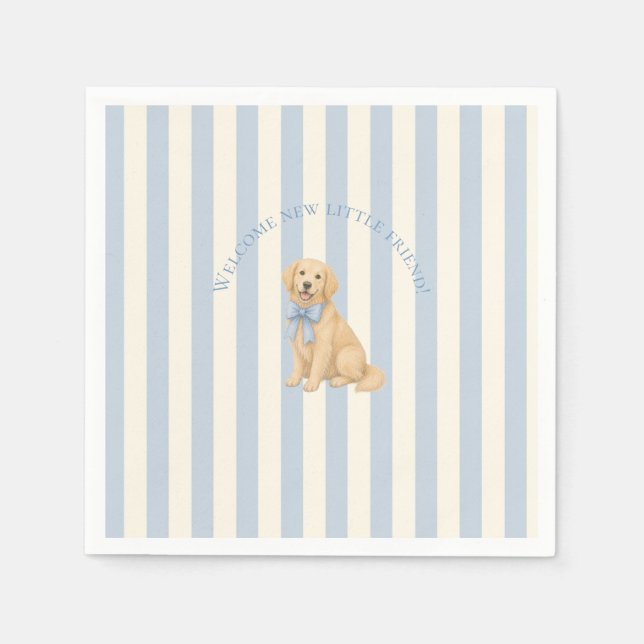 Blå Golden Retriever Baby Shower  Pappersservett (Framsidan)