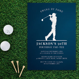 Blå Golf Birthday Par Inbjudningar