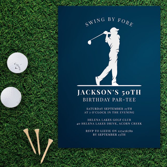 Blå Golf Birthday Par Inbjudningar (Skapare uppladdad)