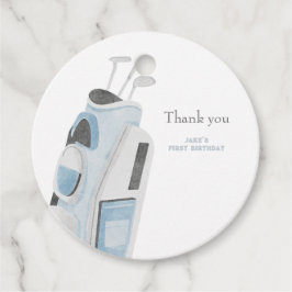 Blå golf-klubb tack för märkrn gåvor etiketter