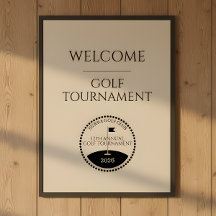 Blå golfturnering välkomstaffisch