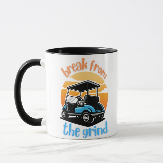 Blå golfvagn kaffemug mugg (Vänster)
