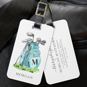 Blå golfväska monogram bagagebricka