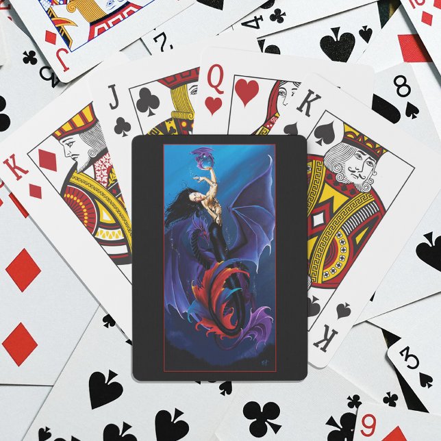 Blå gotiska drakar Siren Fantasy Lila  Casinokort (Skapare uppladdad)