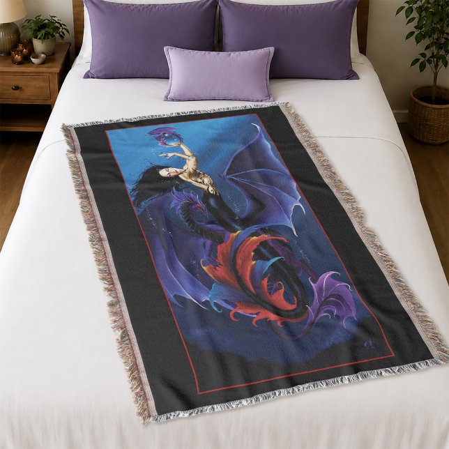 Blå gotiska drakar Siren Fantasy Lila  Filt (Skapare uppladdad)