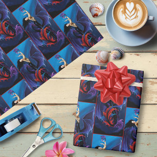 Blå gotiska drakar Siren Fantasy Lila Presentpapper