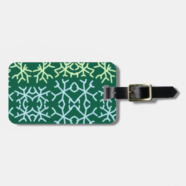 Blå gr snö flingar jul mönster snö mönster bagagebricka (Horisontell Framsida)