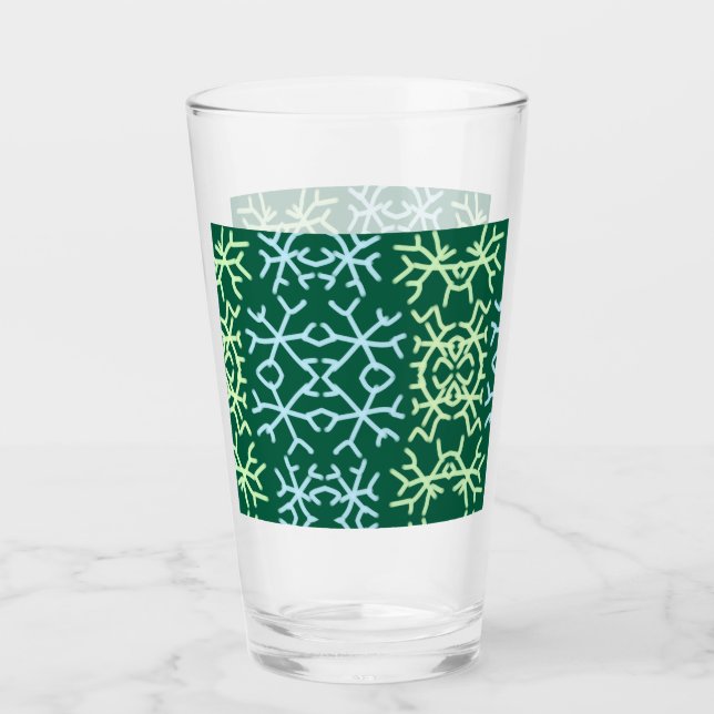 Blå gr snö flingar jul mönster snö mönster glaskopp (Framsida)