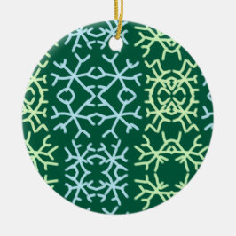 Blå gr snö flingar jul mönster snö mönster julgransprydnad keramik