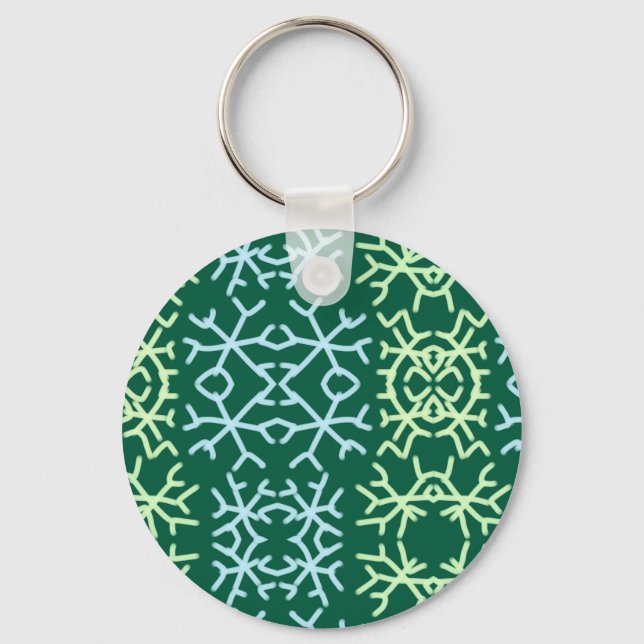 Blå gr snö flingar jul mönster snö mönster nyckelring (Framsida)