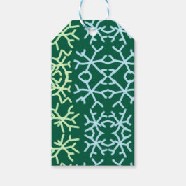 Blå gr snö flingar jul mönster snö mönster presentetikett