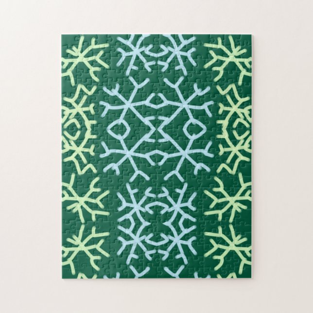 Blå gr snö flingar jul mönster snö mönster pussel (Vertikal)