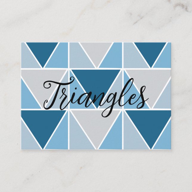 Blå Grå Geometriska Trianglar  Visitkort (Framsida)