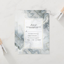 Blå Grå & Guld Strand Watercolor Strand RSVP Inbjudningar