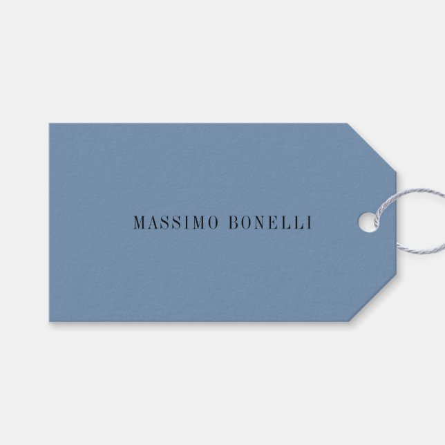 Blå Grå Minimalistisk Enkel Läst Modern Presentetikett (Framsidan (Horisontell))