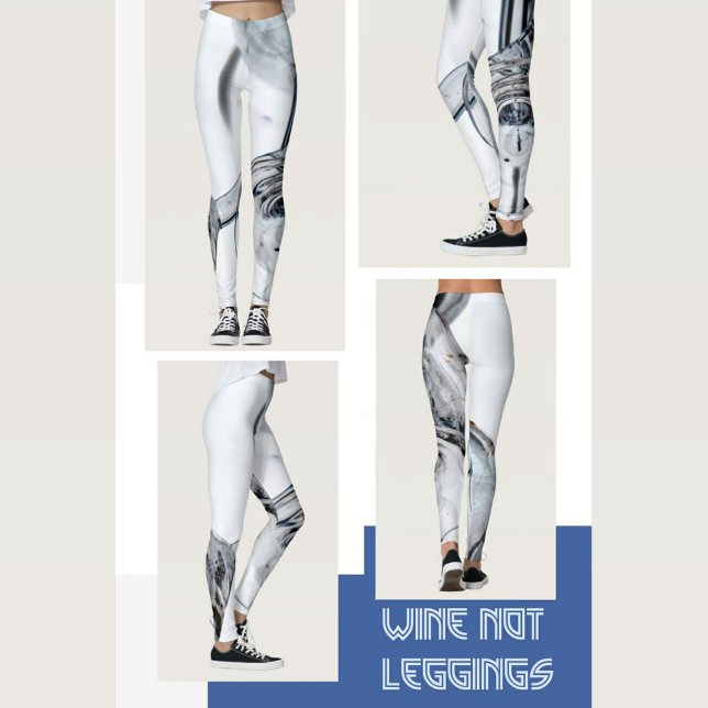 Blå Grå Och Vit Virvlande Abstrakt Leggings (Skapare uppladdad)