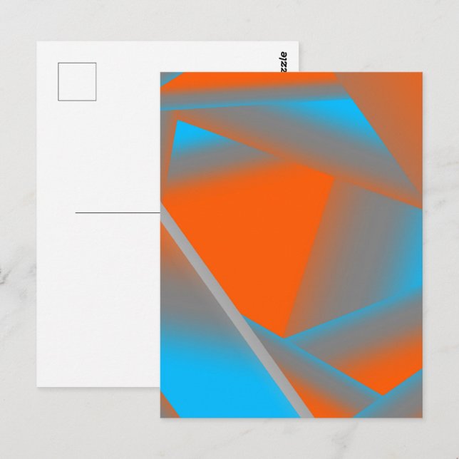 Blå Grå Orange Ombre Geometrisk Abstrakt Konst Vykort (Fram/baksida)