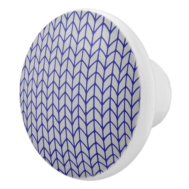 BLÅ GRÅ STICKAD Keramisk Knopp (Höger)