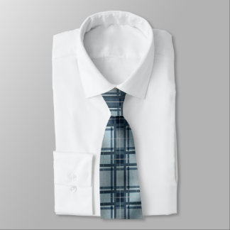 Blå Grå Tartan Rutmönster Slips