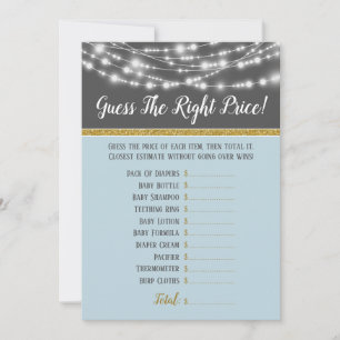 Blå Gråa Ljus Gissa Rätt Pris Baby Shower Inbjudningar