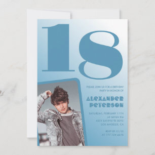 Blå gradient 18-års inbjudan Pojke Foto