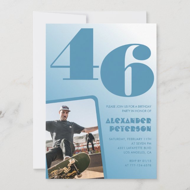 Blå gradient 46-års inbjudan Män Foto (Framsida)