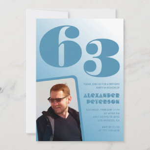 Blå gradient 63-års födelsedagsinbjudningar Män Fo Inbjudningar