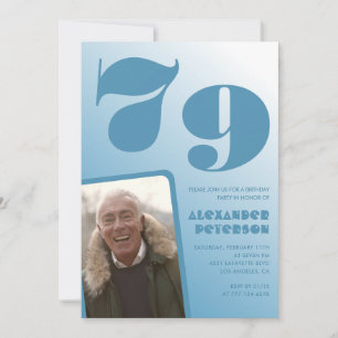 Blå gradient 79-års inbjudan Män Foto