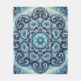 Blå Gradient Mandala Design 2 Fleecefilt