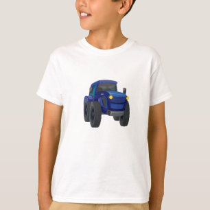 Blå grafisk t-shirt med konstruktionslastbil för p