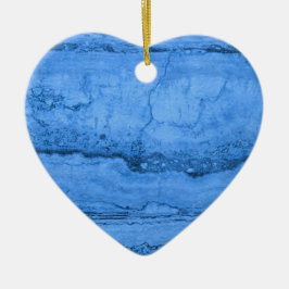 Blå Granite mönster, blå marmor, blå sten Julgransprydnad Keramik